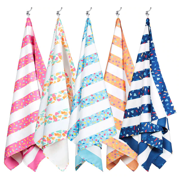 Large Striped Quick Dry Towels - Hundreds & Thousands