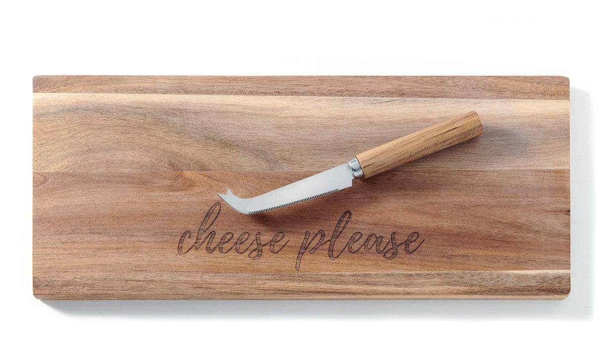 Wood Cheese Please Board & Knife Set