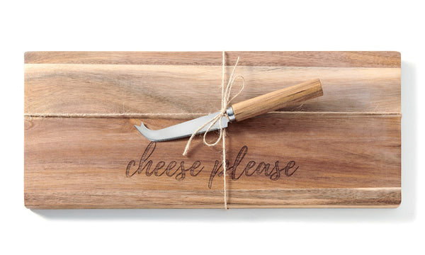 Wood Cheese Please Board & Knife Set