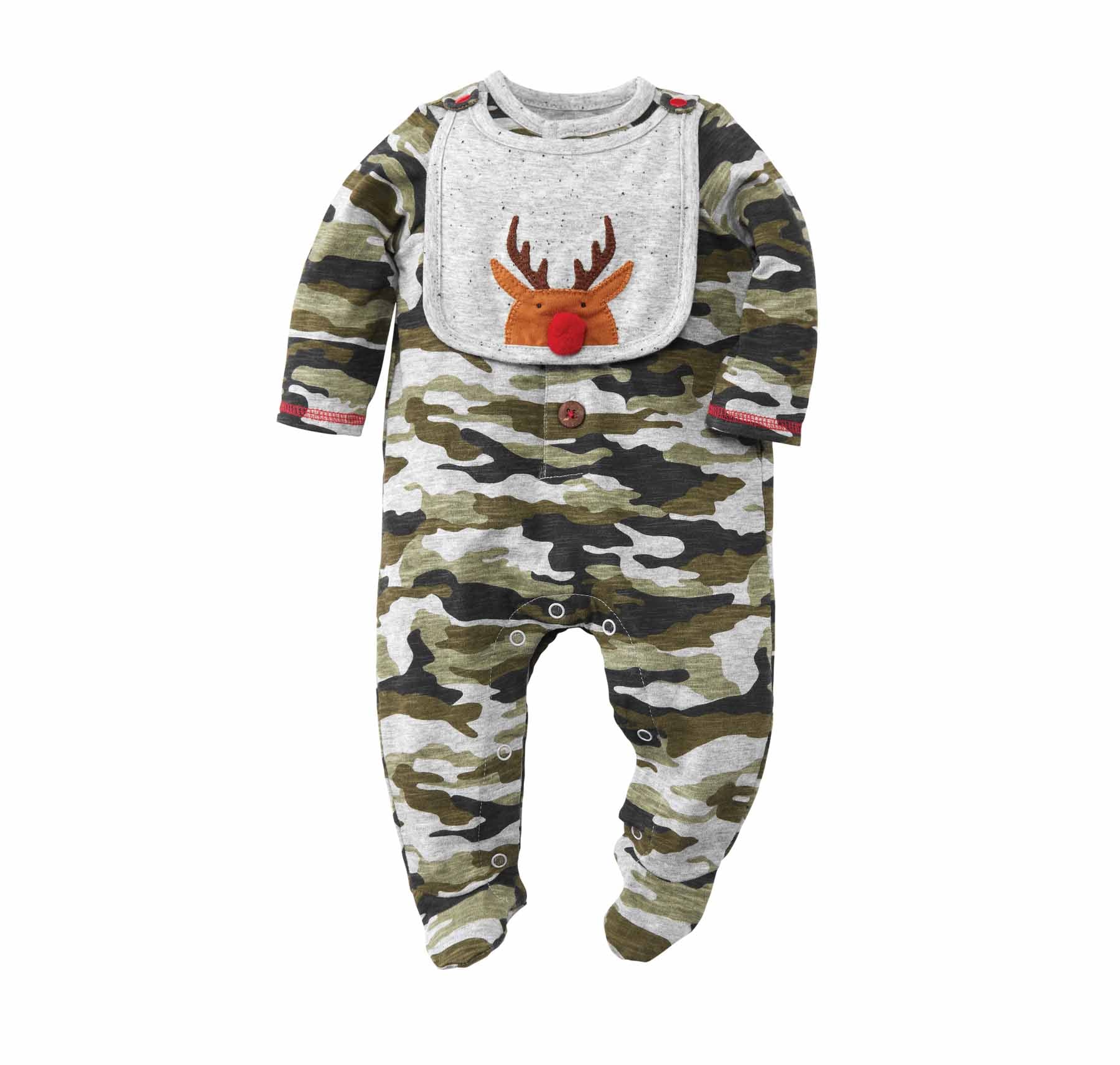 Mud-Pie Reindeer Camo Sleeper with Bib