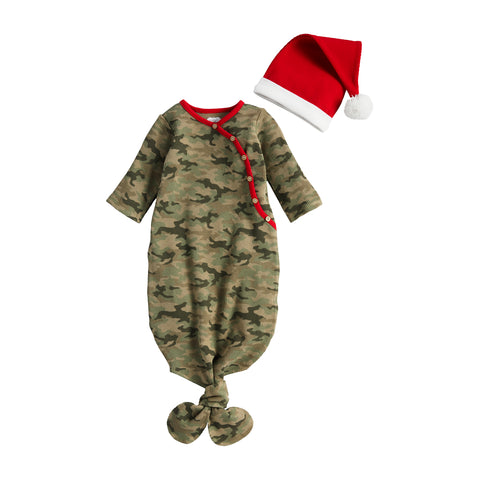 Mud Pie Camo Christmas Sleeper Gown Set