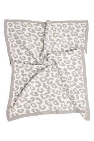Kids Gray Leopard Dupe Blanket