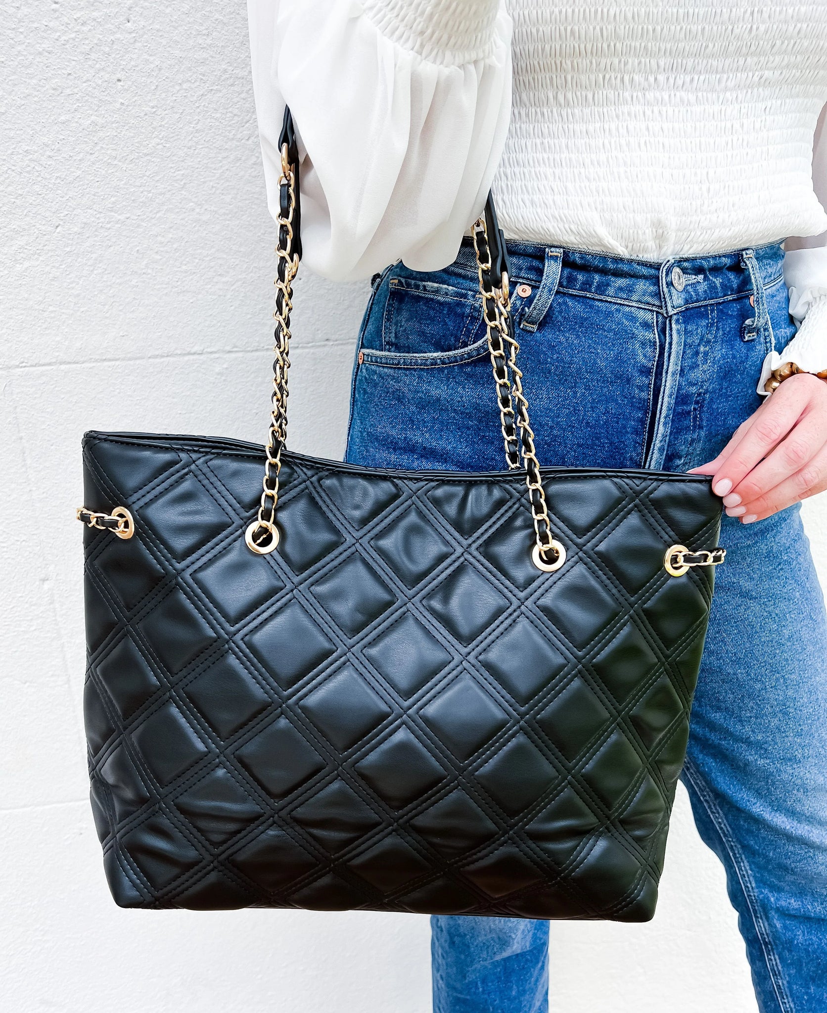 Black Delilah Quilted Tote