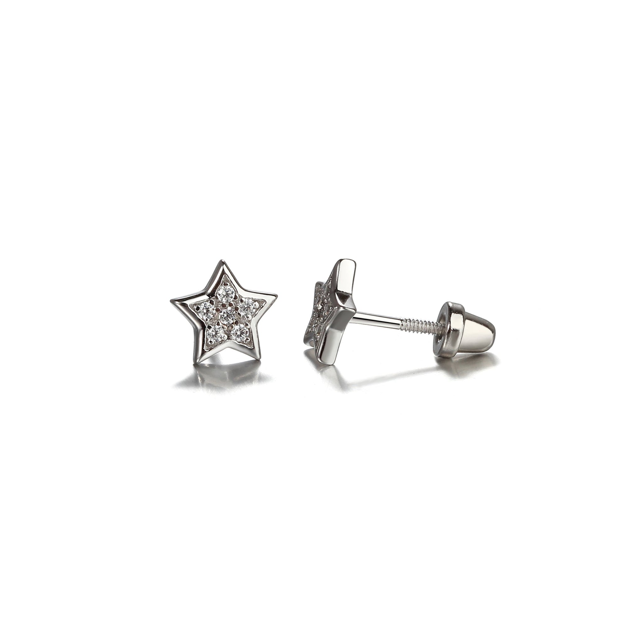 Sterling Silver Star CZ Earrings