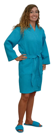 Kids Tropical Blue Waffle Weave Kimono Robe
