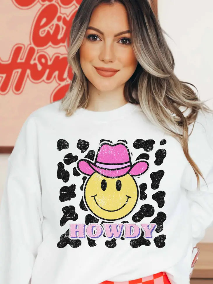 Howdy Smiley Graphic Sweatshirt