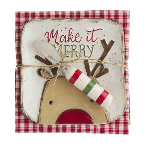 Mud Pie Reindeer Farmhouse Appetizer Set