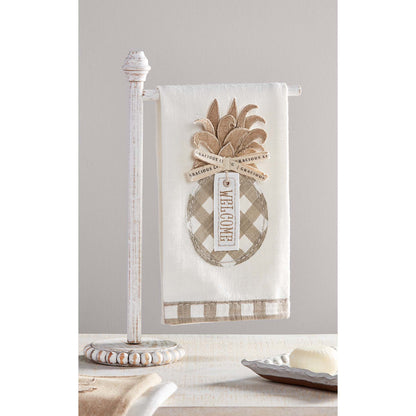 Mud Pie White Wood Towel Holder