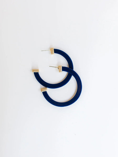 Navy Acrylic Hoop Earrings