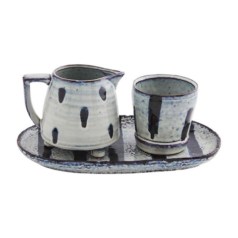Mud Pie Black & White Cream & Sugar Set