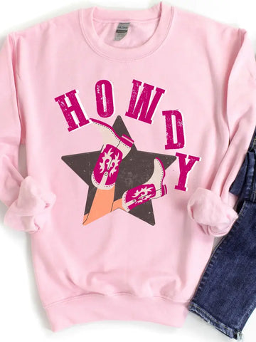 Light Pink Howdy Boots Sweatshirt