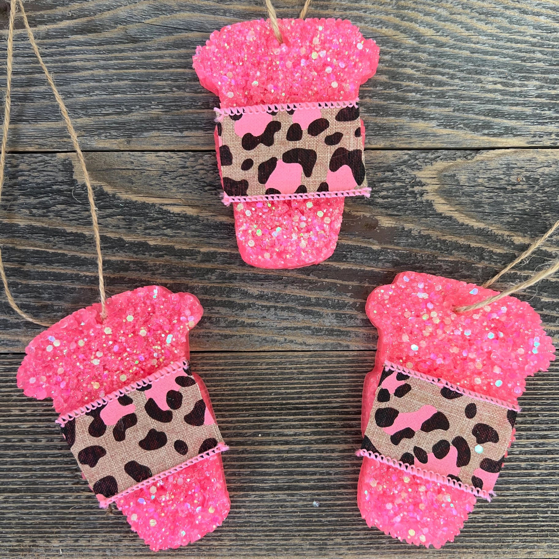 Hot Pink Leopard Coffee Cup Car Freshie