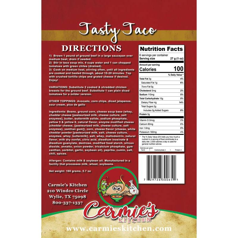 Carmie's Tasty Taco Soup Mix