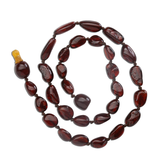 Amber Teething Necklace - Dark Cherry Polished