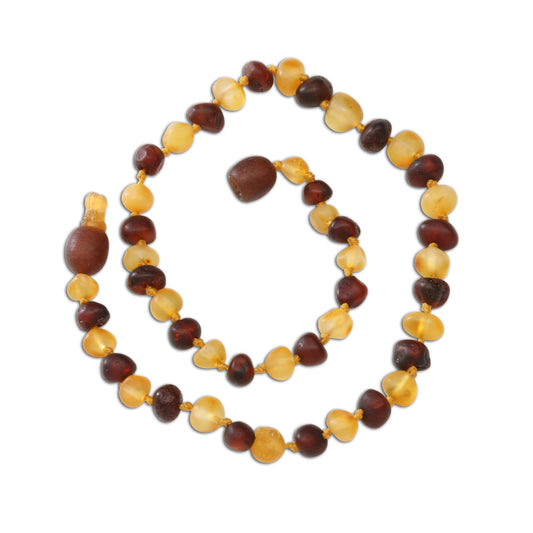 Amber Teething Necklace - Dk. Cherry/Lemon Raw Baroque
