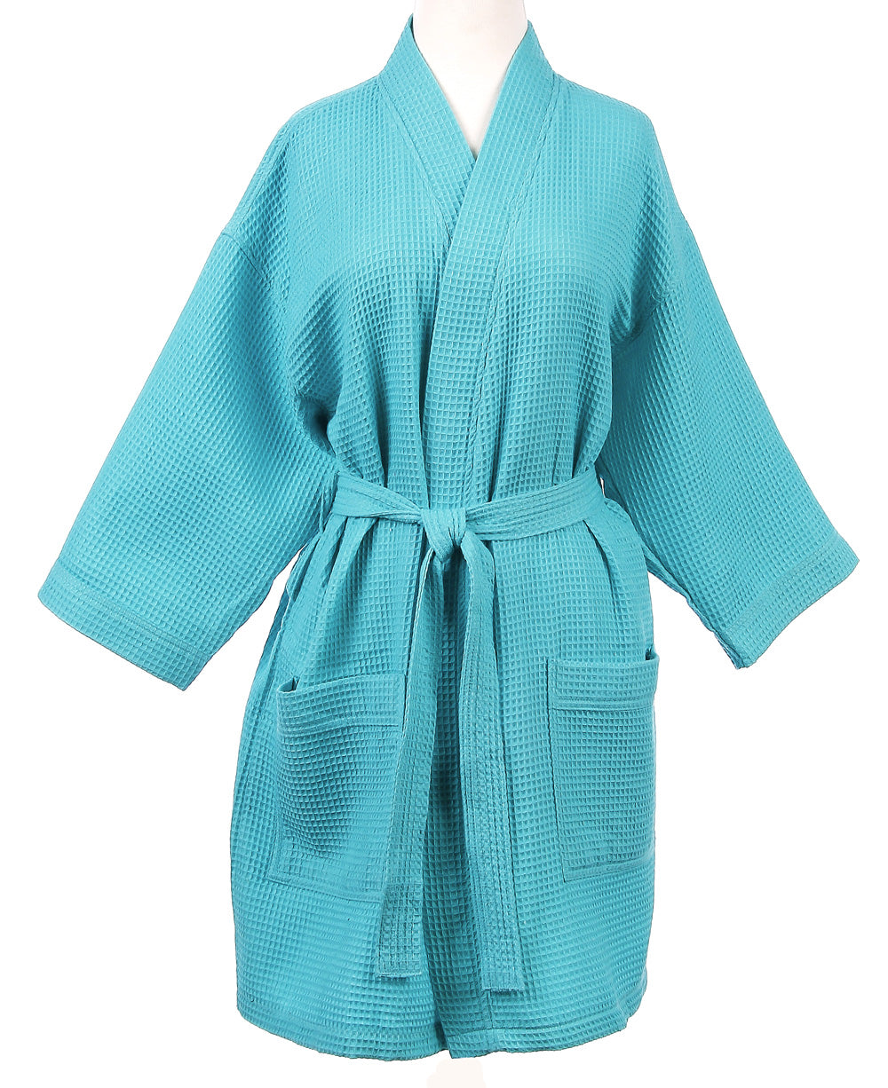 Caribbean Green Waffle Weave Kimono Robe