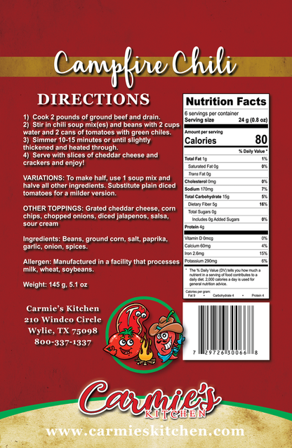 Carmie's Campfire Chili Soup Mix