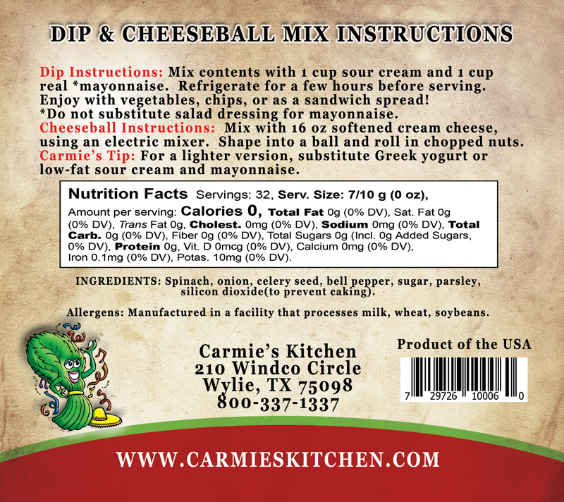 Carmie's Fiesta Spinach Dip & Cheeseball Mix