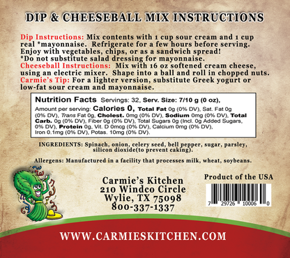 Carmie's Fiesta Spinach Dip & Cheeseball Mix