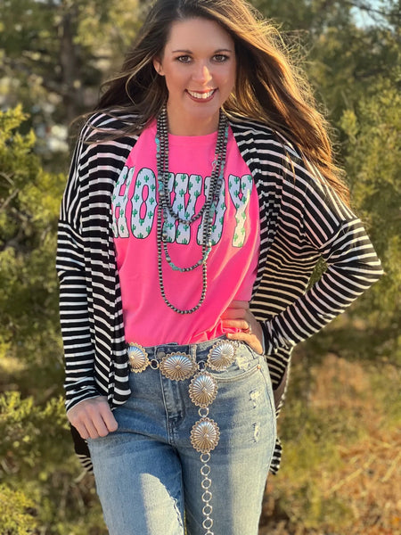 Neon Pink Howdy Cactus Tee