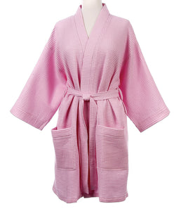 Light Pink Waffle Weave Kimono Robe