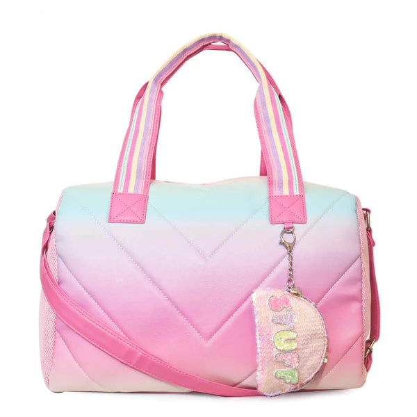 Chevron Quilted Rainbow Ombré Large Duffle Bag