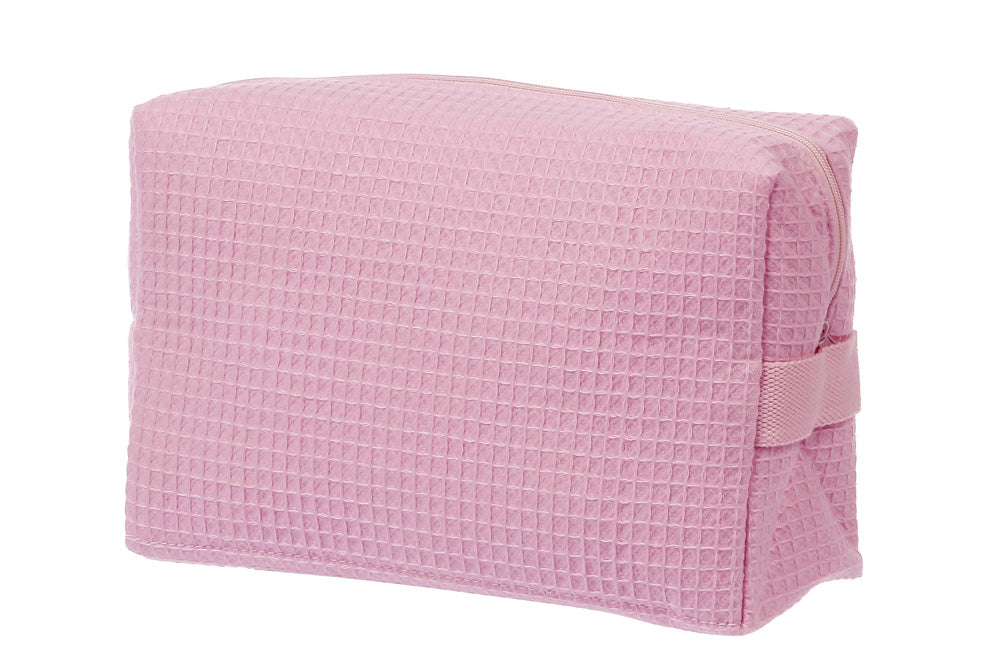 Light Pink Waffle Weave Cosmetic Bag