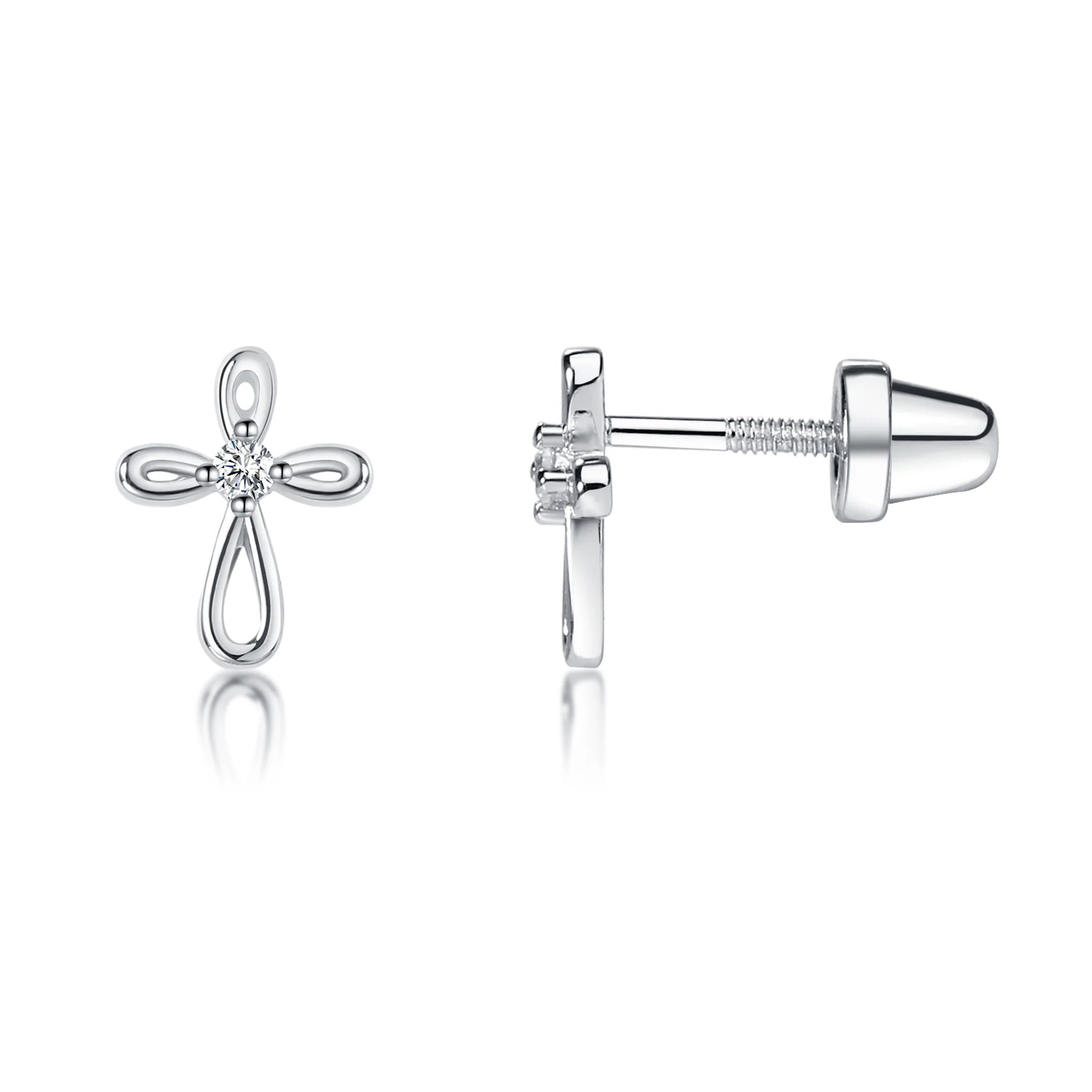 Sterling Silver Infinity Cross Earrings