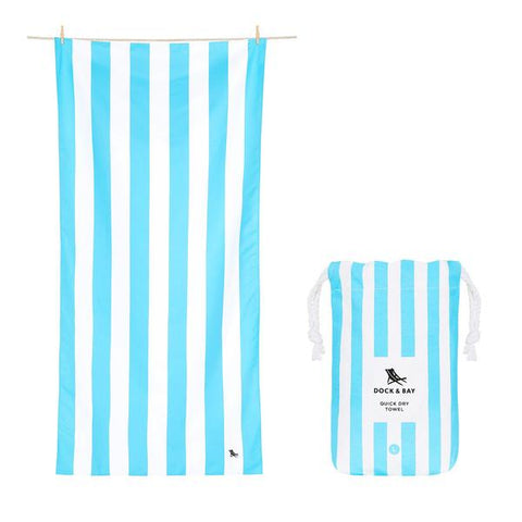 Large Striped Quick Dry Towels - Tulum Blue