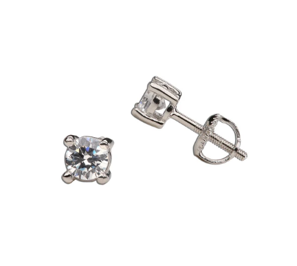 Sterling Silver Clear CZ Stud Earrings