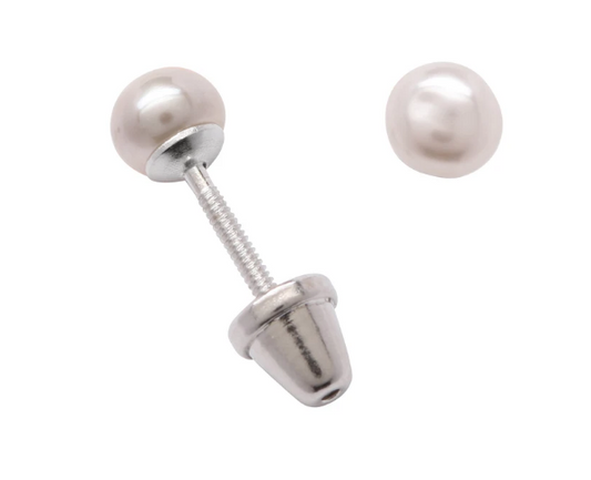 Sterling Silver White Pearl Earrings