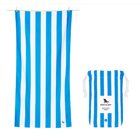 Large Striped Quick Dry Towels - Bondi Blue