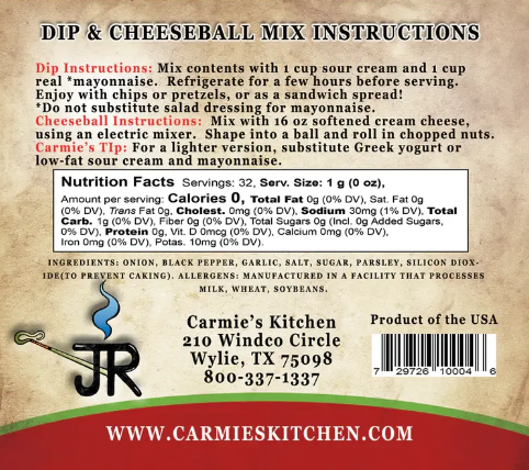 JR's Ranch Dip Mix