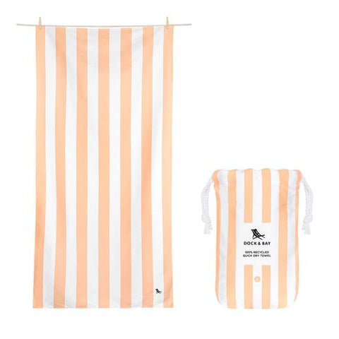 Large Striped Quick Dry Towels - Positano Peach