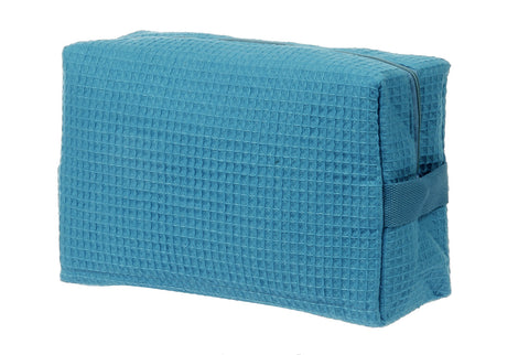 Tropical Blue Waffle Weave Cosmetic Bag