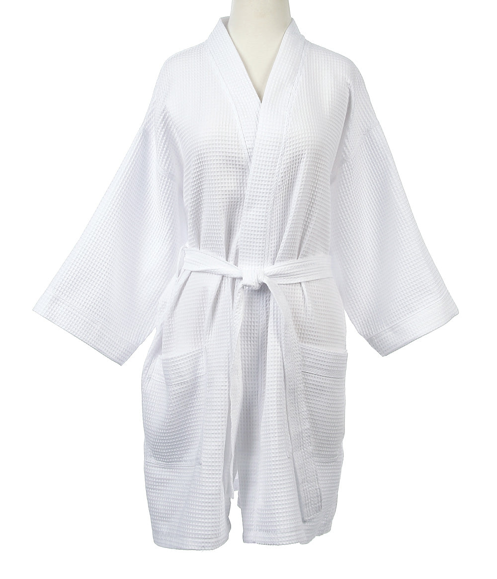 White Waffle Weave Kimono Robe