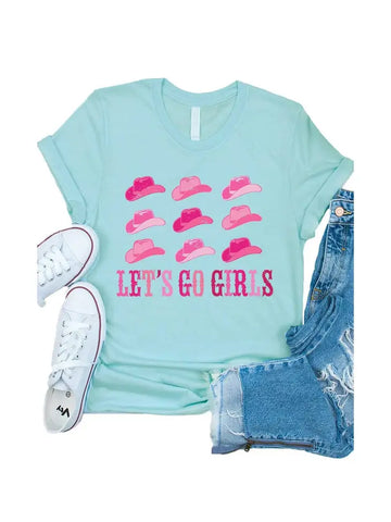 Youth Heather Ice Blue Let's Go Girls Graphic Tee
