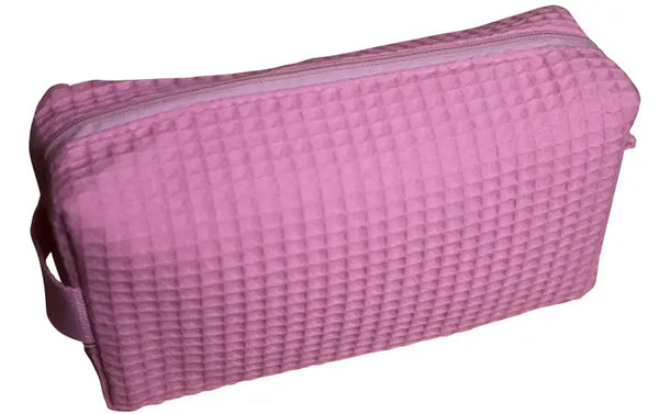 Light Pink Waffle Weave Cosmetic Bag