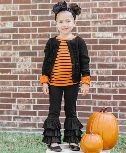 Black Ruffled Cardigan