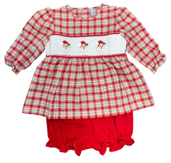 Santa Smocked Girls Bloomer Set