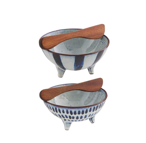 Mud Pie Black & White Patterned Dip Bowls