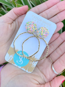 Cherry Glitter Top Hoop Earrings