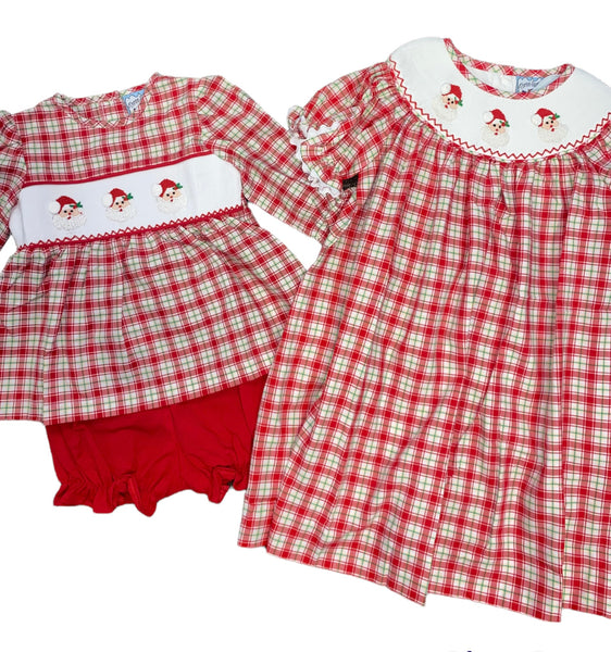 Santa Smocked Girls Bloomer Set