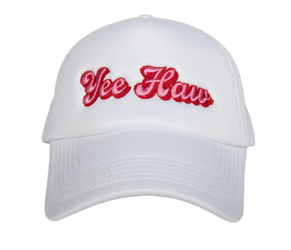 White Yee Haw Foam Trucker Hat