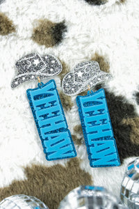 Yeehaw Turquoise Glitter Acrylic Earrings