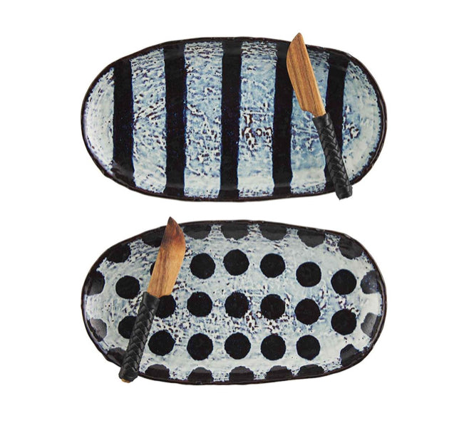 Mud Pie Black & White Patterned Platter Sets