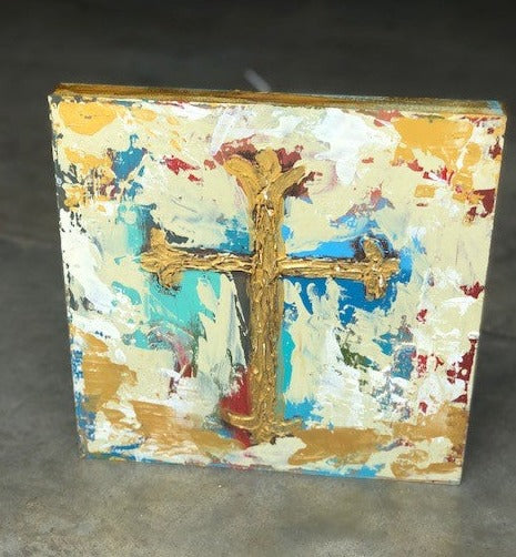 Large Handpainted Cross Wall Plaque