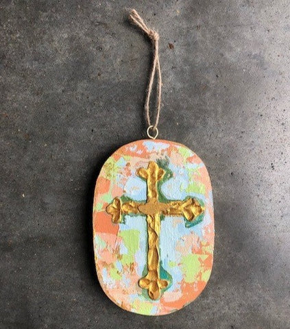 Bright Painted Cross Ornament