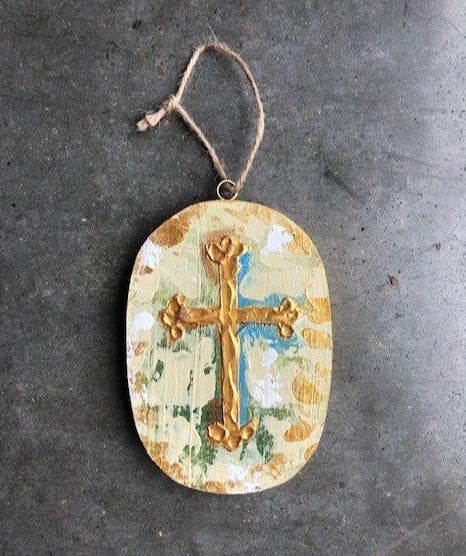 Dark Painted Cross Ornament