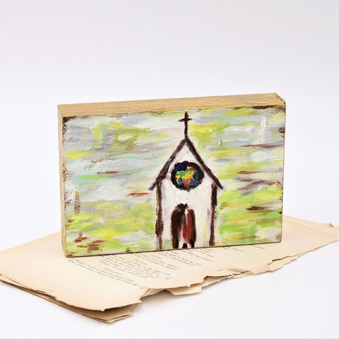 6x4" Handpainted Colorful Church